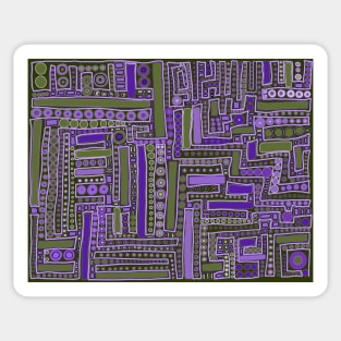 Wacky Maze - Purple, Lavender, Mossy Green, and Forest Green Sticker